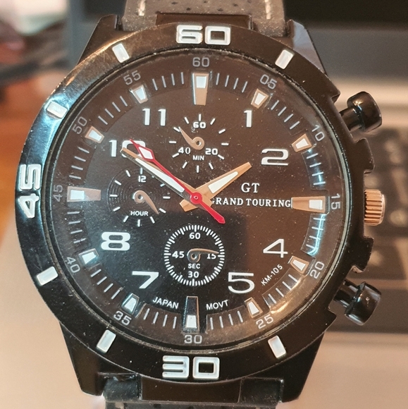2/$20😀 GT Grand Touring Black Silicone Men's Watch - Picture 1 of 3